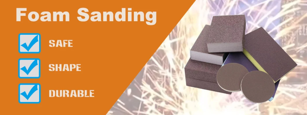 Square Multifunction Aluminum Oxide Abrasive Sand Foam Sanding Sponge Block for Wood Metals